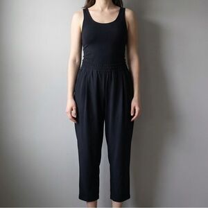 NWT Oysho Woven Straight Leg Pleated Trouser in Black size M